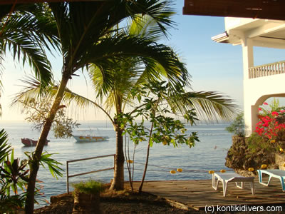 View from sea front rooms and restaurant of kontiki beach resort